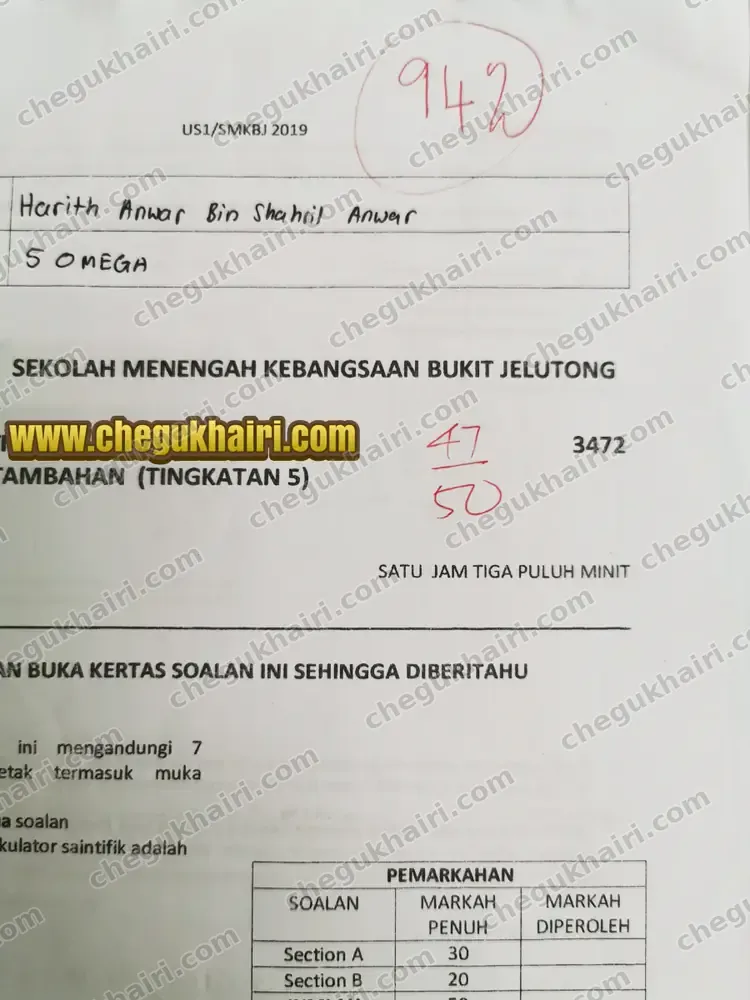 Harith Anwar - Scored 94 for Add Maths in 2019.