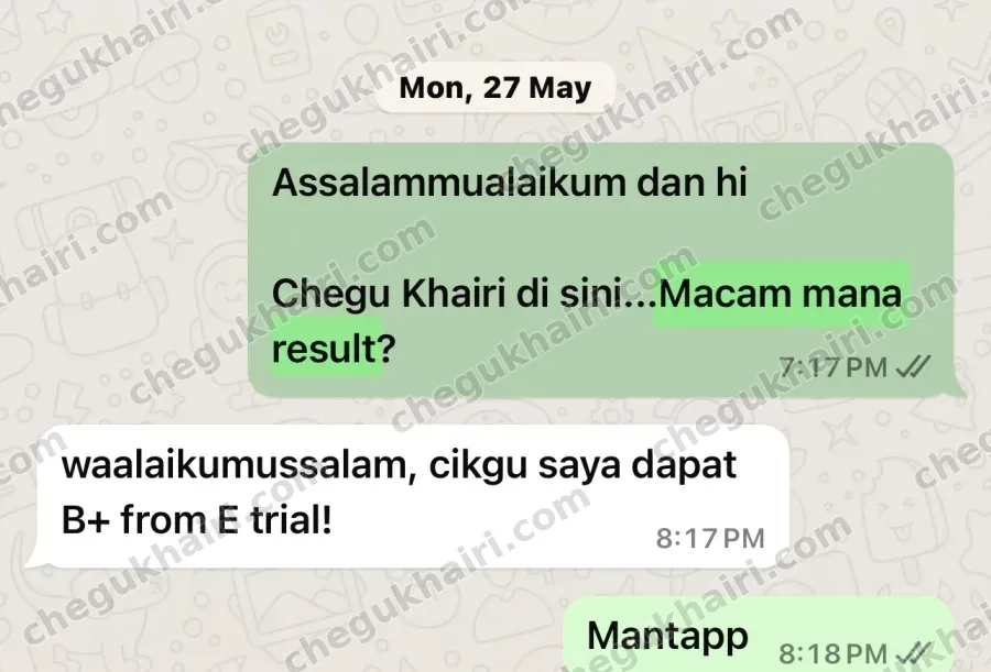 SPM 2023 - B+ for Add Maths, up from an E in the trial.